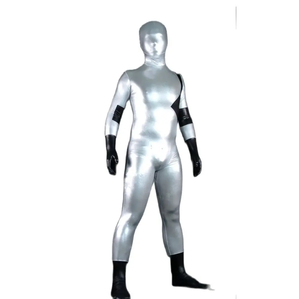 Shiny Metallic color matching superhero warrior Cosplay jumpsuit spandex halloween Catsuit for adults kids