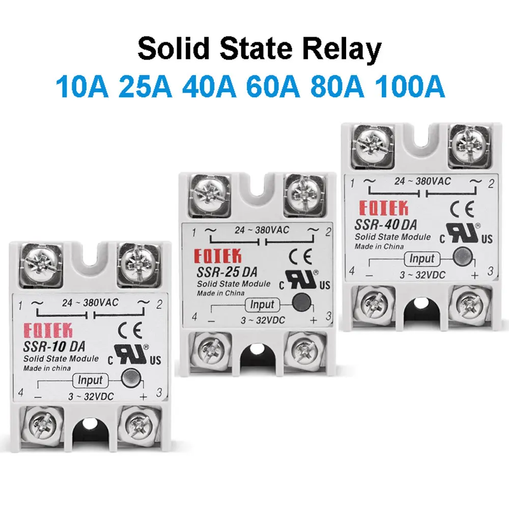 Przekaźnik półprzewodnikowy 10A 25A 40A jednofazowy moduł 3-32V wejście DC 24-380V wyjście AC wysokiej jakości SSR-10DA SSR-25DA SSR-40DA