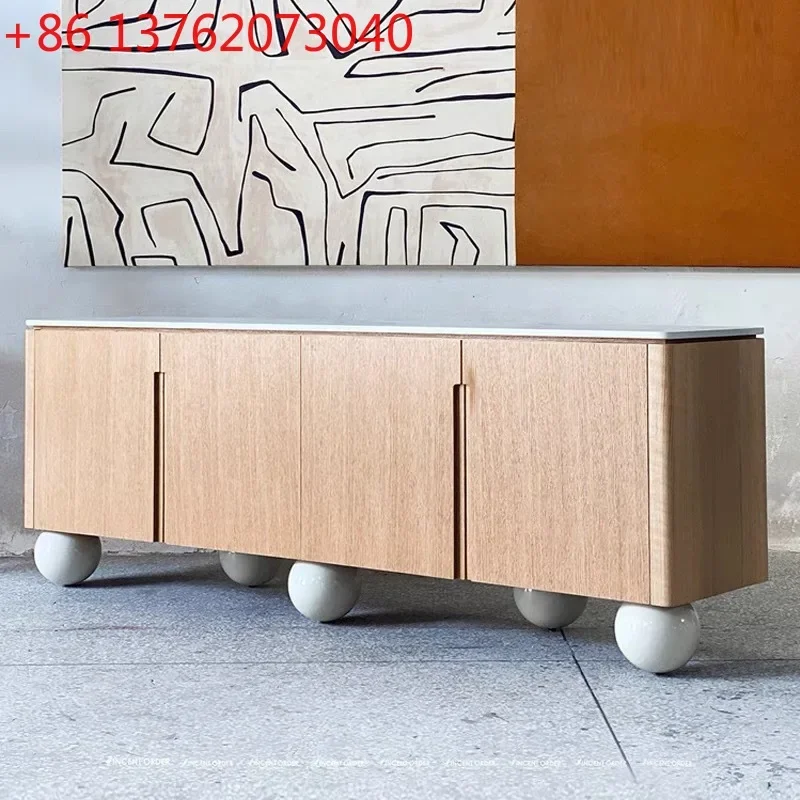 

Modern minimalist creative wall locker retro cream wind wave foot medieval art TV cabinet