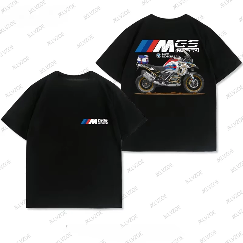 

2025 Summer Men's BMW Motorcycle Waterbird ADV1250 Rider Cross Country Modified Retro Cotton T-shirts Short Sleeve Unisex Tops