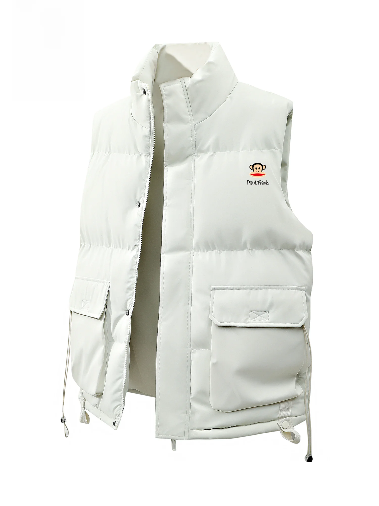 

PaulFrank Monkey Loose Fit Zipper Closure Warm Casual Sle Men's Vest Winter Outerwear Youth Faion Polyester Fiber