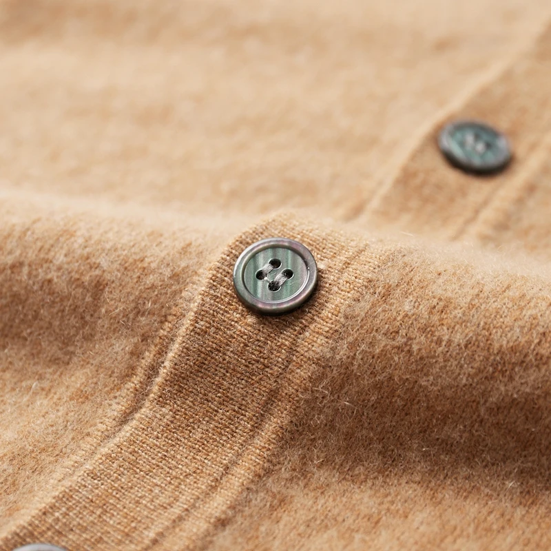 Men's 100% Cashmere Cardigan Autumn Winter Classics V-neck Sweater Long Sleeve Knitwear Casual Solid Male Cashmere Shirt Tops