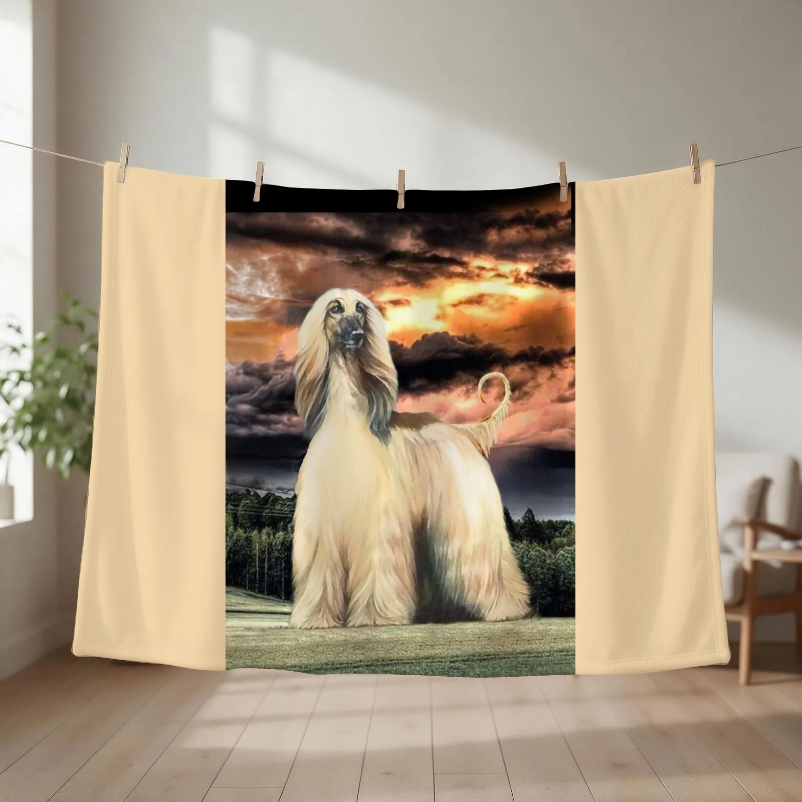 The Majestic Afghan Hound. Masked Gold. Throw Blanket Loose Furry Weighted Summer Blankets