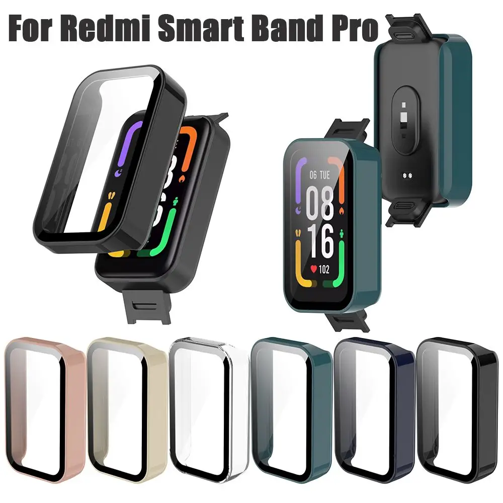 For Redmi Smart Band Pro Housing Case Tempered Film Screen Protector Shockproof One-piece Shell Smart Watch Bumper Cover