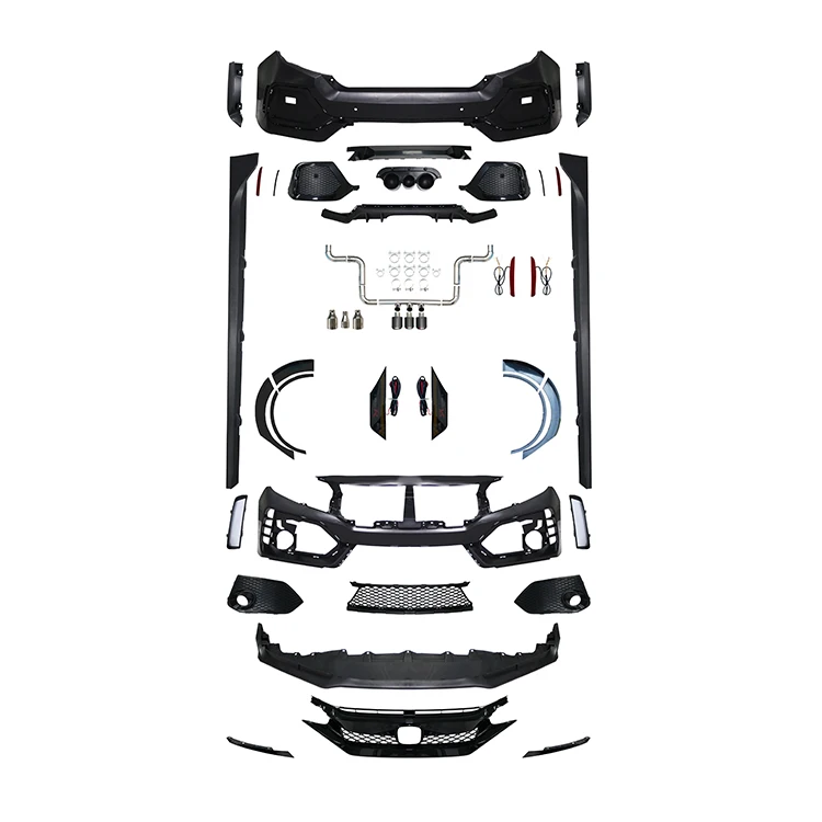 

Автозапчасти для Honda Civic Type-R 2016-2018 гг. Комплекты кузова Седан Civic Передний бампер Задний бампер Решетка Боковые юбки Материал PP