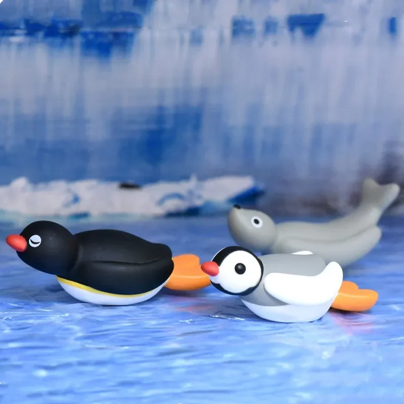 Japanese Genuine Gacha Scale Model Cute Pingu Winter Dabble Play Ice Scene Desktop Decoration Action Figure Toys