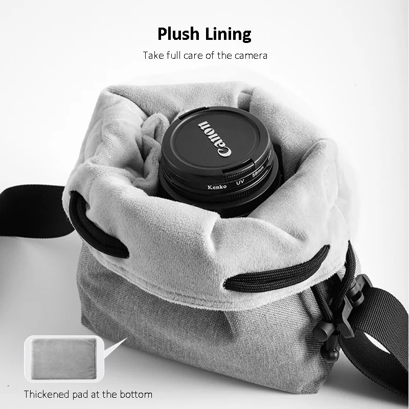 BOONA Camera Shoulder Strap Bag Lens Bag Drawstring Pouch Waterproof Camera Pouch Protective for DSLR Nikon Canon Sony Pentax - view 6