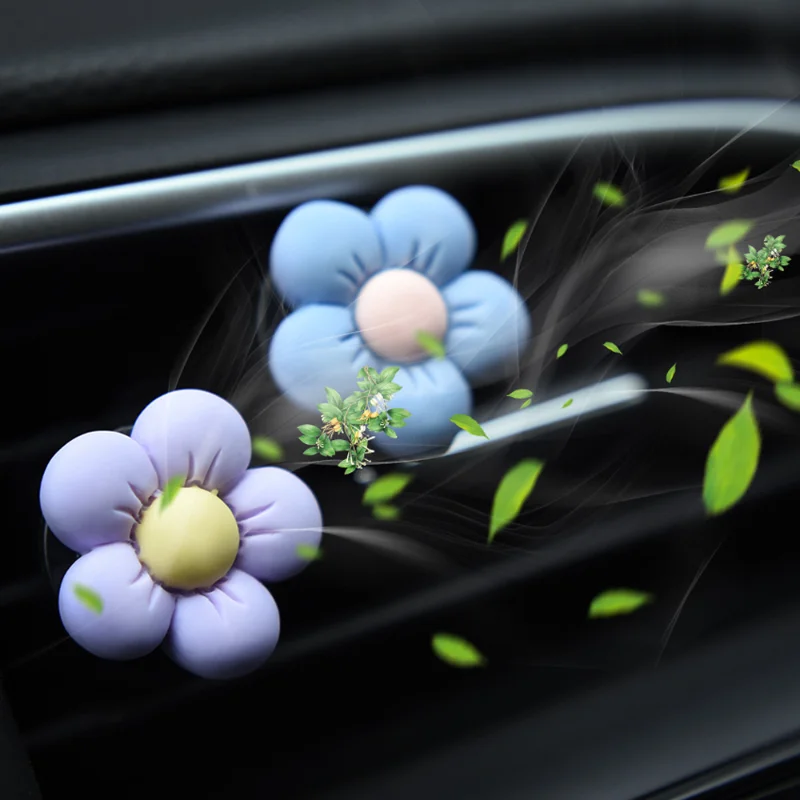 Cute Flower  Aromatherapy Car Air Outlet Decoration Perfume Clip Air Freshener Colorful Flora Decor Auto Accessories