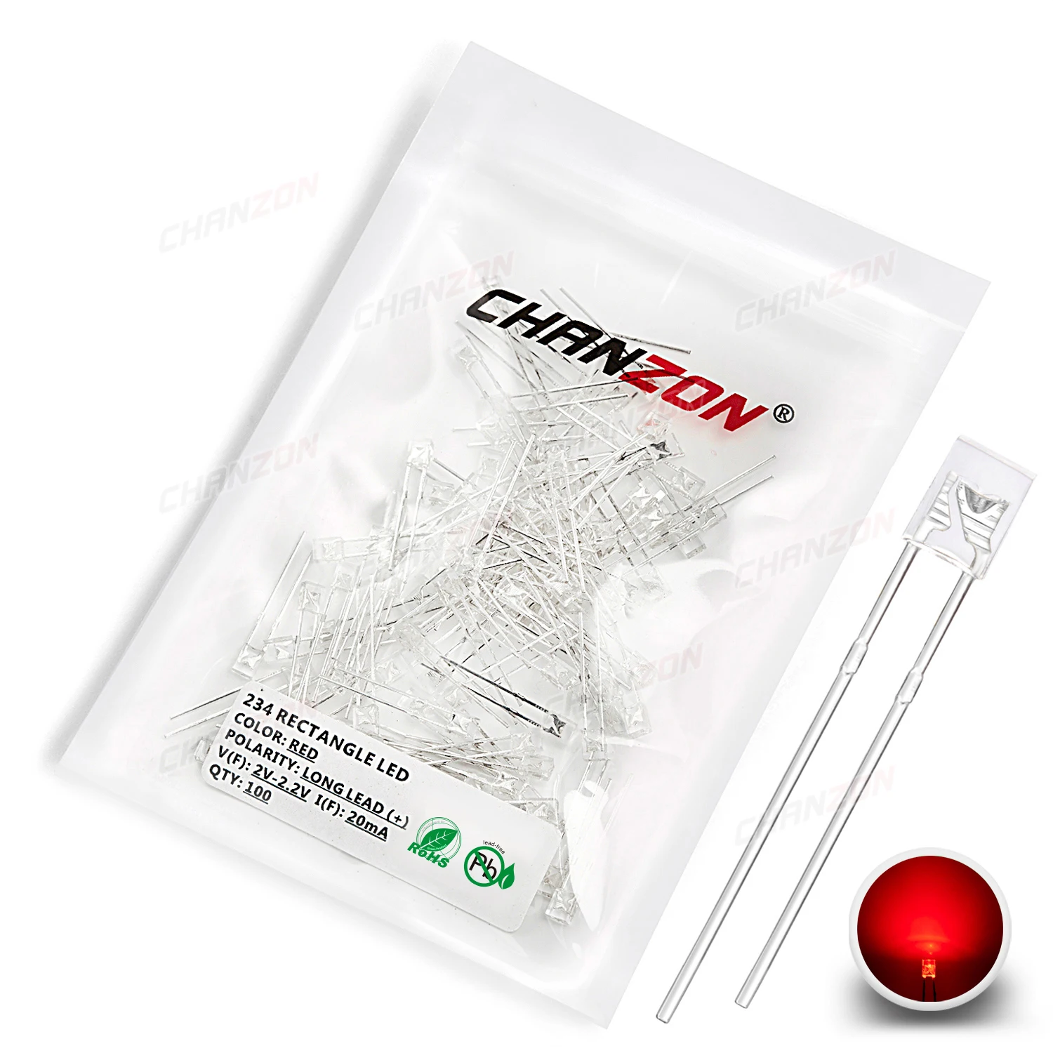 100szt 2x3x4 mm Kwadratowa dioda LED Biały Czerwony Zielony Niebieski Żółty Pomarańczowy 2x3x4mm Prostokątny 2V 3V DIY PCB Światła emitujące żarówkę — zdjęcie 7