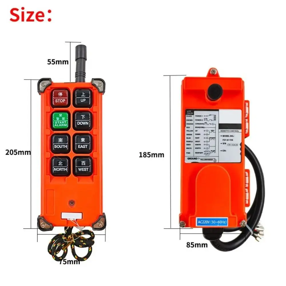 IP65 F21-E1B Wireless Crane Remote Control 8 Buttons Handheld Electric Lift Hoist Wireless Switch Receiver Anti Fall Waterproof