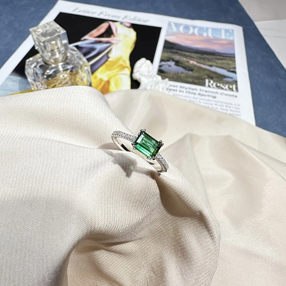 Vinregem 5*7 MM Lab Created Emerald Gemstone Classic Ring For Women 100% 925 Sterling Silver Wedding Party Jewelry Free Shipping