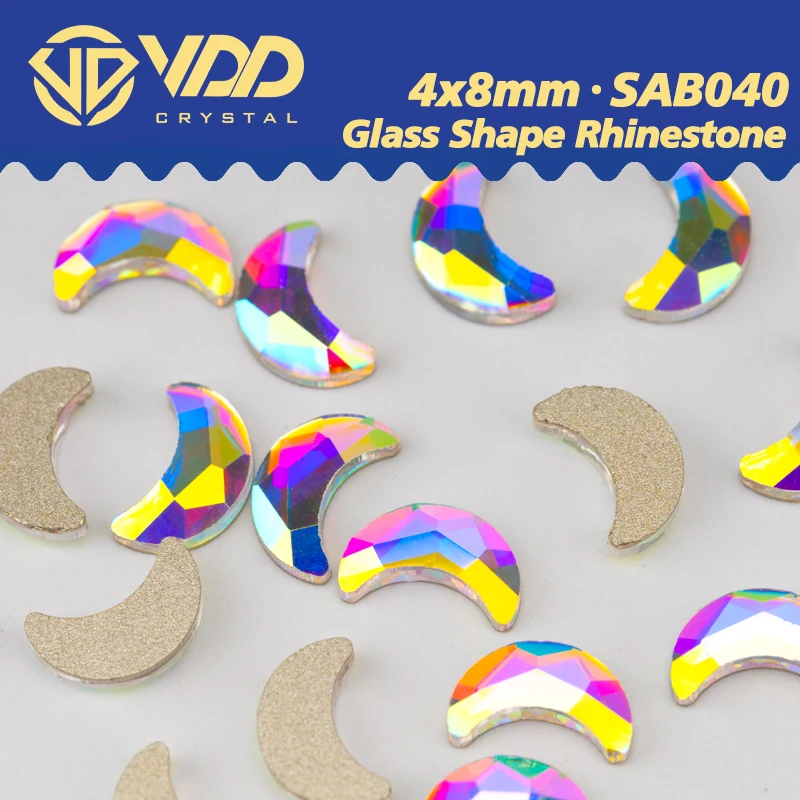 VDD 4x8mm 100/500/1440Pcs Shape Glass Crystal Rhinestones Crystal AB Flatback Glitter DIY Nail Art Crafts Decoration SAB40