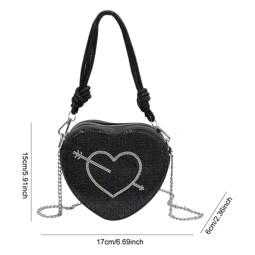 محفظة كتف للنساء على شكل قلب من جلد البولي يوريثان مع جيب داخلي وحقيبة كروس ومحفظة للعمل والسفر #6