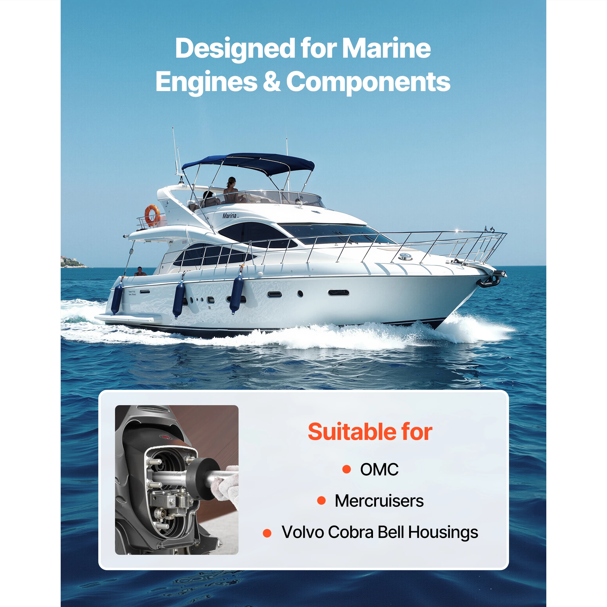 SucceBuy Mercruiser Alignment Tool & Gimbal Bearing Puller Set Compatible with Mercruisers OMC Volvo Cobra Bell Housings Puller