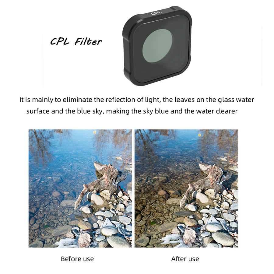 Mini videocámara para accesorios Gopro, polarizador, filtro de lente UV para buceo subacuático para GoPro hero 9