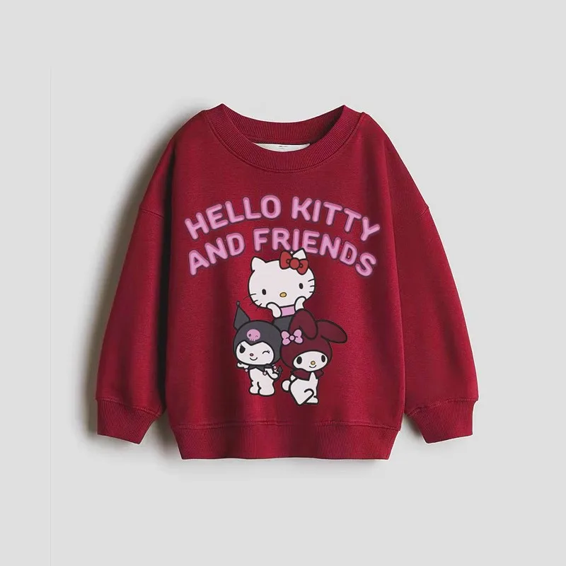 

New Year Girl Clothes Red Heelo Kitty Clothing Christmas Clothing For Kids Children Girl Costume Sweatshirt Tops Toddler Wear