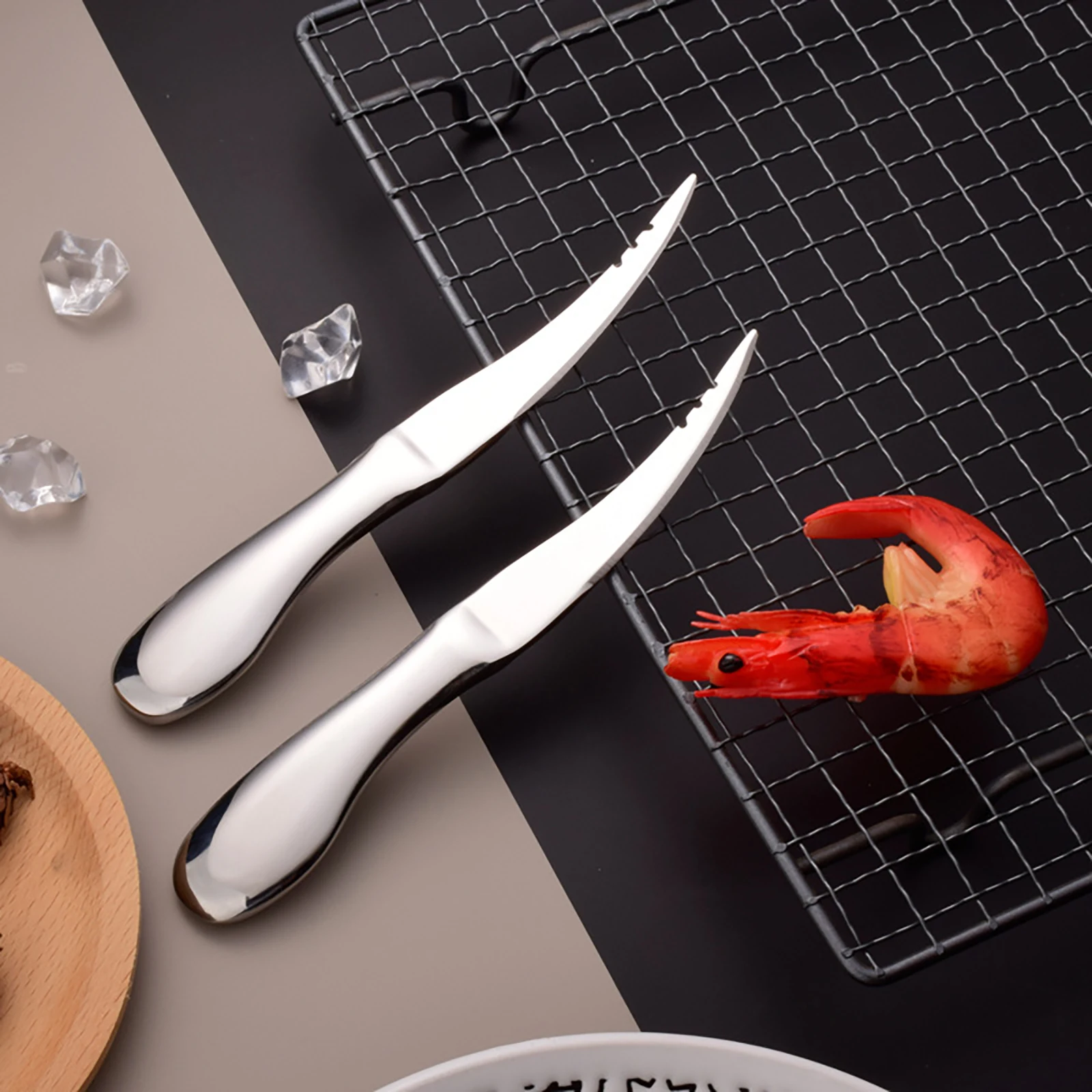 

Shrimp Peeling Tool Stainless Steel Shrimp Line Remover Peeler Easy Operation Portable Kitchen Gadgets Cleaner