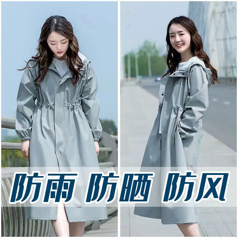 Fashion Women Long Windbreak Style Rain Coat Ladies Waterproof Raincoat Adults Outdoor Travel Poncho Jacket Windproof Rainwear