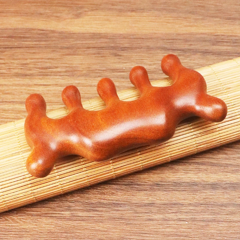 Sandalwood Massage Comb Head Meridian Scalp Comb Face Eye Shoulder Neck Scraping Anti-static Wide Tooth Comb 【A】