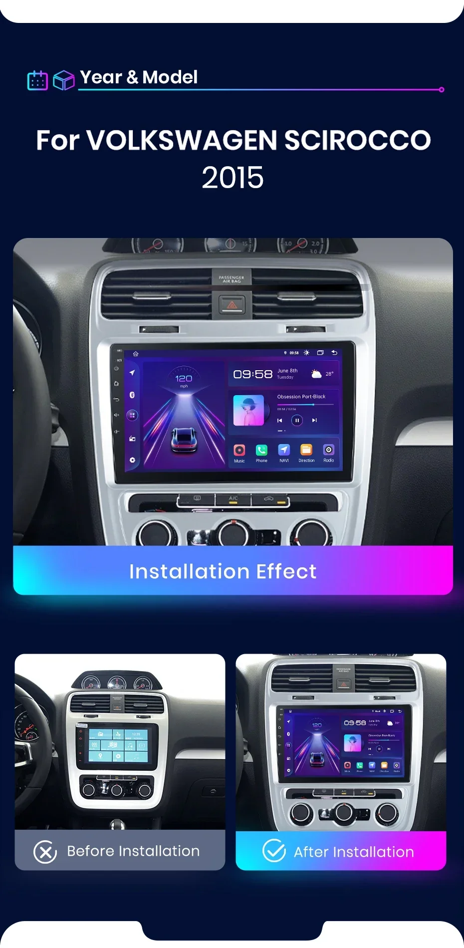 Junsun drahtlose carplay android auto radio für volkswagen scirocco 2015car intelligente systeme rds bt dsp 2 din autoradio – Detail 3