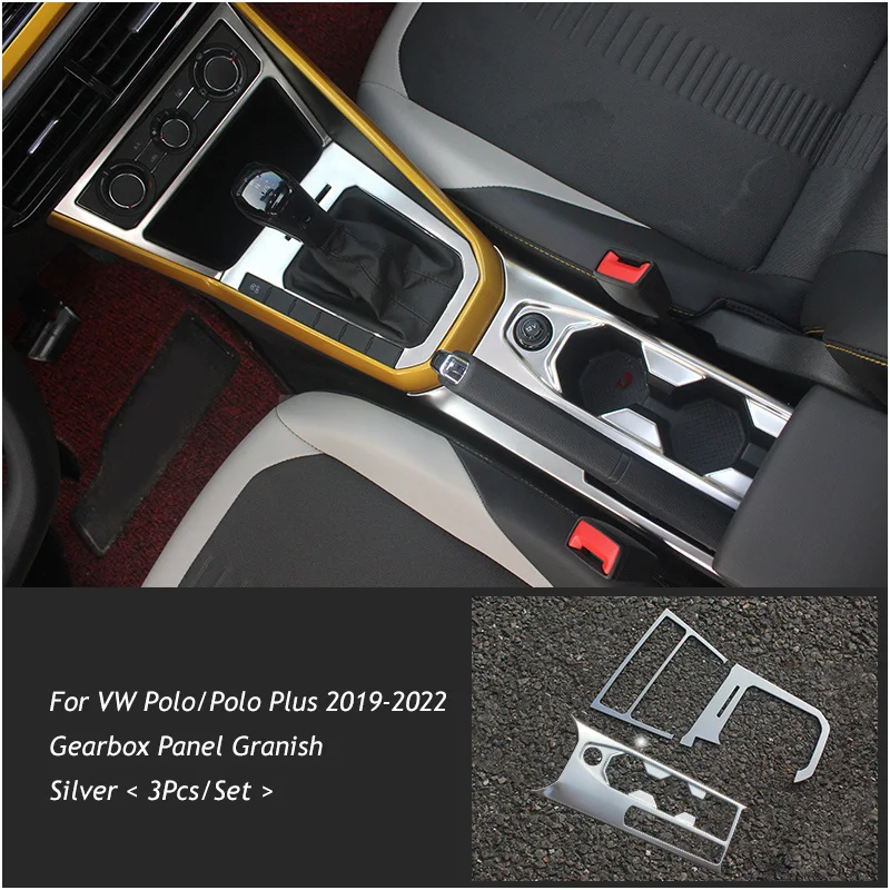 For VW Polo/Polo Plus 2019-2022 Car Console Gearbox Panel Trim Frame Cover Sticker Strips Garnish Decoration  Stylin