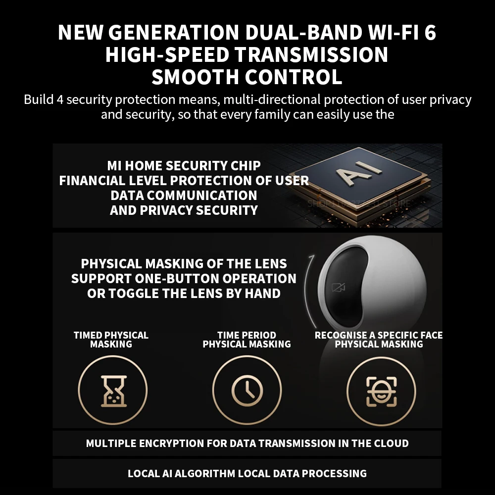 Xiaomi mijia กล้องสมาร์ท C700 4K Ultra Low Light สี AI Facial Baby Recognition Call WiFi6 เว็บแคมการเฝ้าระวัง Mi Home