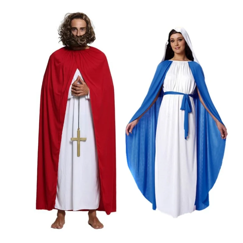 

Платье для косплея Христа Иисуса Девы Марии, костюм для взрослых и детей для мужчин и женщин, халат Иисуса, плащ, комплект, наряды для вечеринки в честь Пурима, Хэллоуин