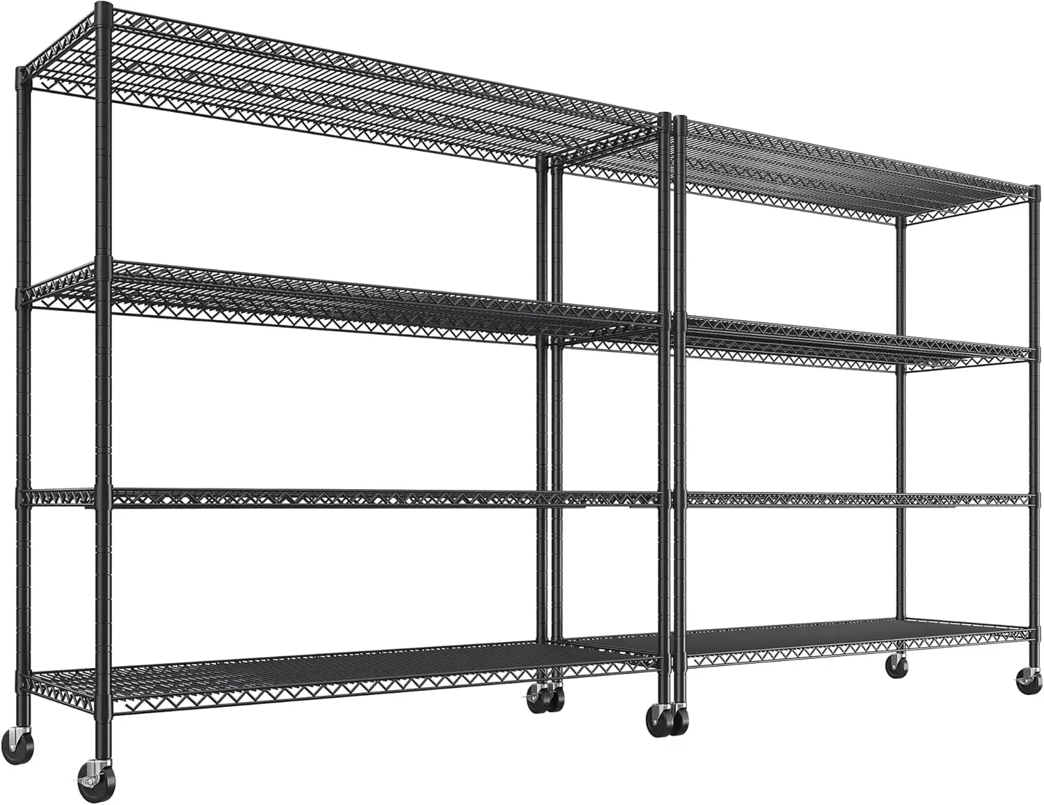 55.5''W Storage Shelves 2500LBS Wire Shelving Rack with Wheels 75.6