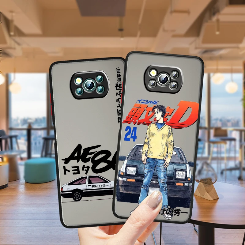 Initial D Anime Comics Art Frosted Translucent For Xiaomi Mi Poco X5 X4 X3 M6 M5S M5 M4 M3 F5 F4 F3 GT Pro 5G Back Phone Case