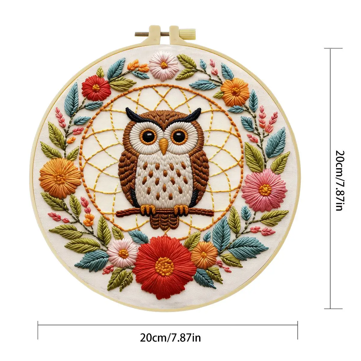 1 Stück 20X20CM/15X15CM 7,87/6,3 Zoll Eulen-Stickerei-Starter-Kit DIY-Kit DIY-Stickerei-Set Handarbeiten Nadelkunst Malerei – Detail 4