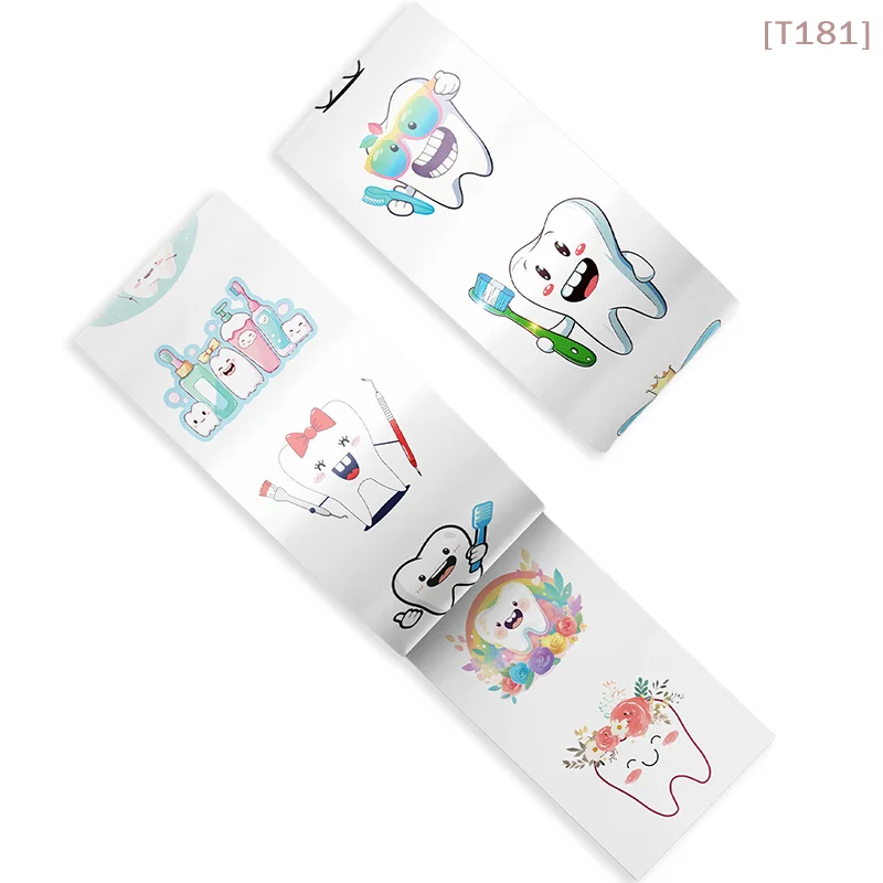 [E] 500 Sheets/roll Protect Teeth Cartoon Stickers For Kids Students Graffiti Laptop Stationery Cute Sticker Dental Clinic Gifts