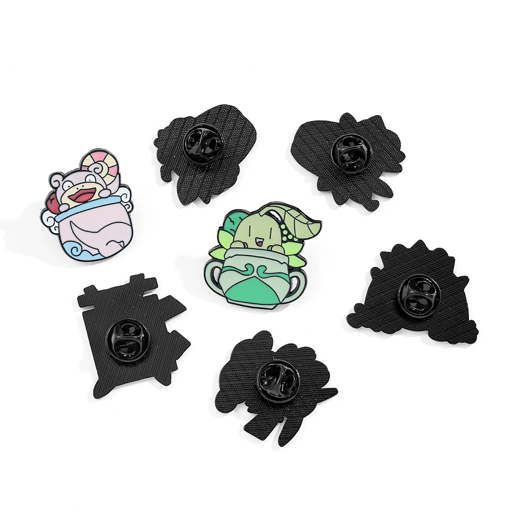 7 pcs Cartoon Pikachu Brooch Cute Chikorita Togepi Enamel Pin Clothes Backpack Jewelry Metal Badge Accessories Gift