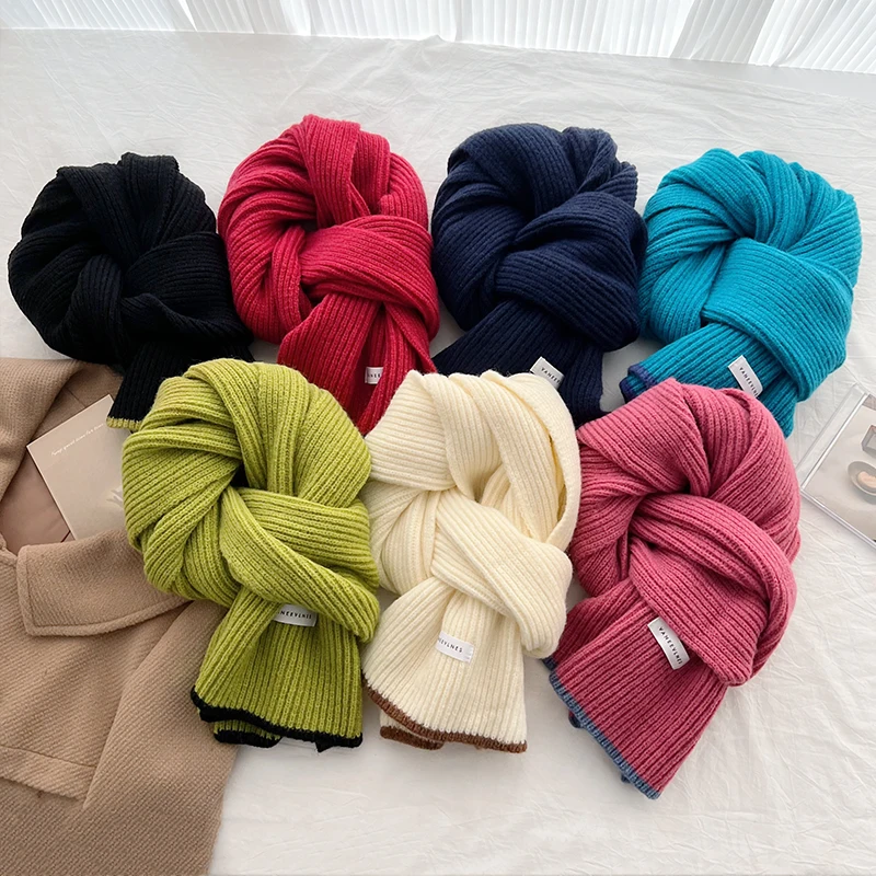 

New-Border Winter Thickened Warm Scarf Girls Students Cute Korean Style Atmosphere Plaid Neck Warmer Lazy Style
