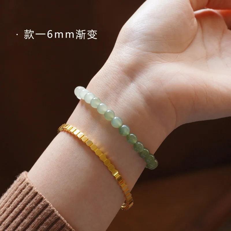 Pulsera de Jade blanco verdoso de Hetian Natural para mujer, agua de lago, verde, vivo, Broadca