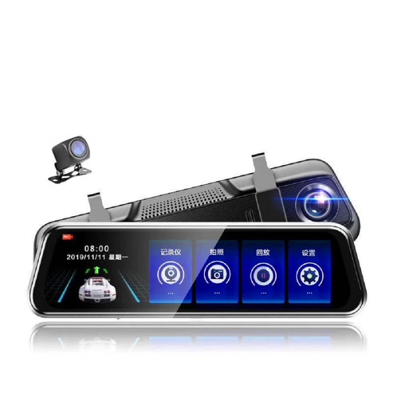 1080P 10 Inch Full Screen Dual Lens Car Mirror Touch Screen Stream RearView Dash Cam Mirror Camera Dashcam Drive Recorder