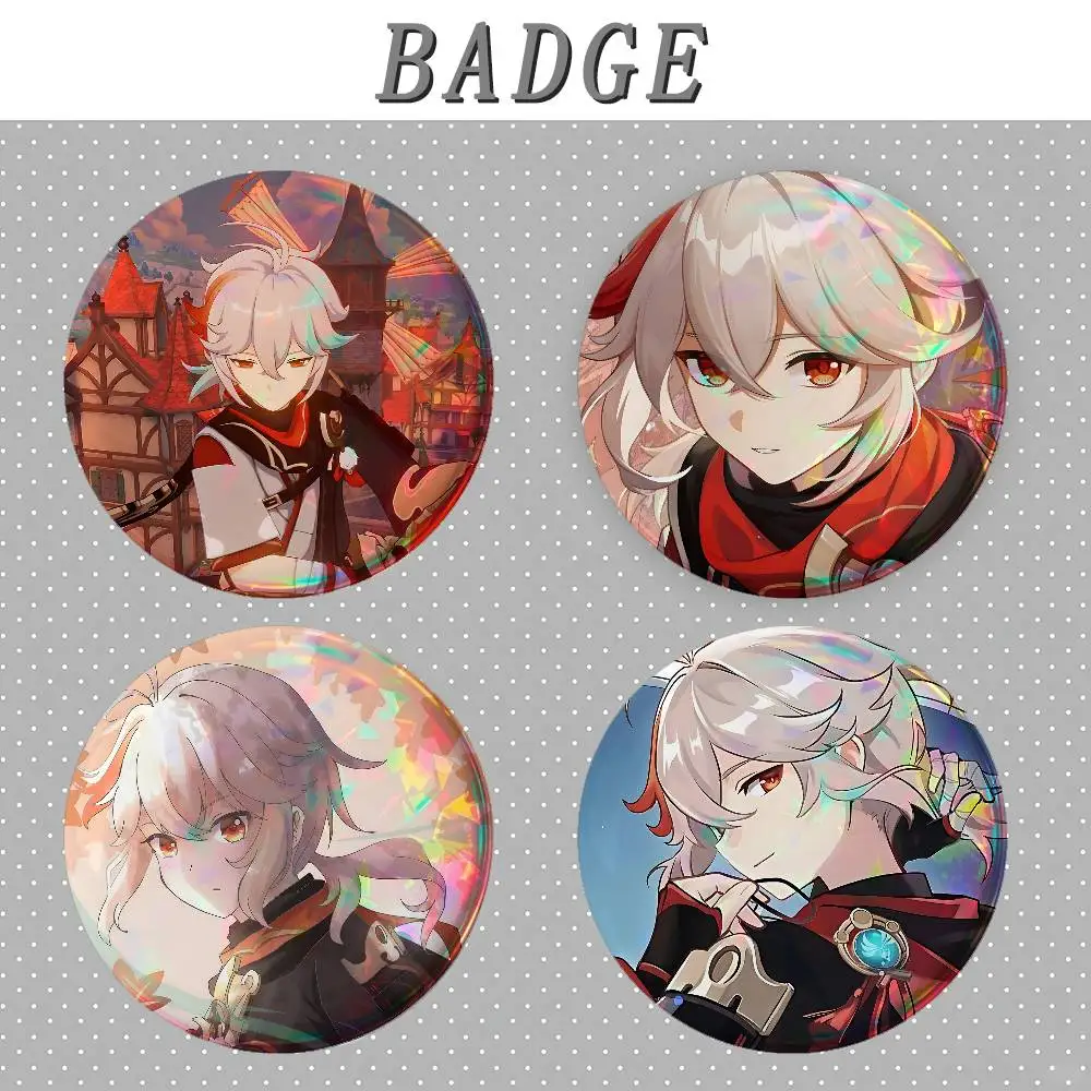 Genshin Impact Kaedehara Kazuha Badges Tinplate Soft Button Pin Brooch Metal Badge Custom Jewelry Accessories Hat Bag Lapel