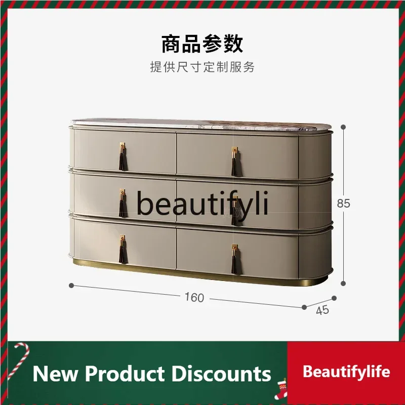 

Light luxury six-bucket cabinet, fashionable marble, high-end bed TV cabinet, storage porch storage cabinet D80