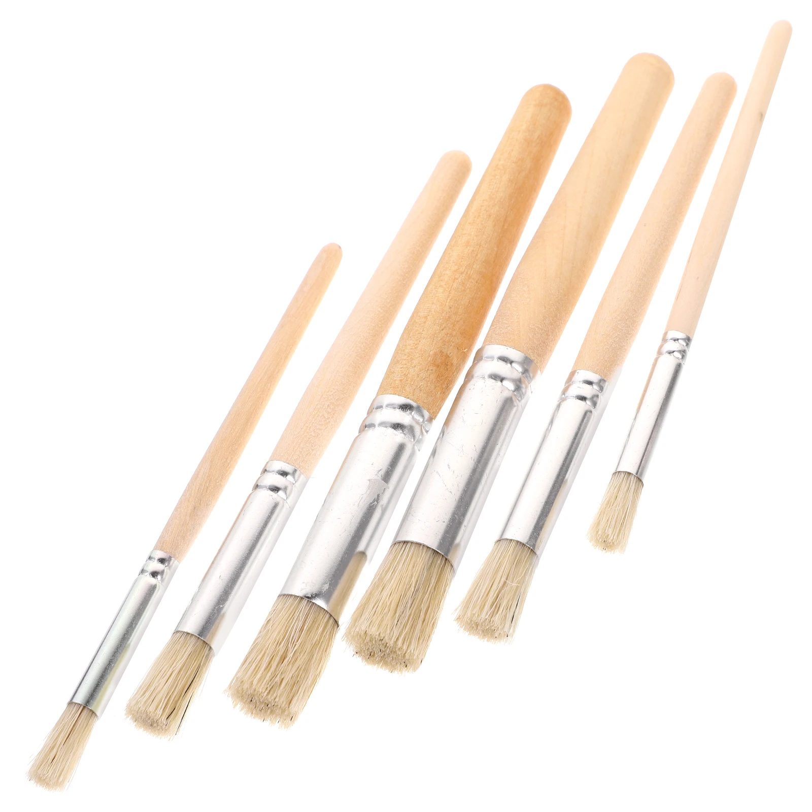 

6pcs Round Craft Paint Brushes for Acrylic Oil Watercolor Safe Face Painting Wooden Handle Nylon Brush Set Student Beginner