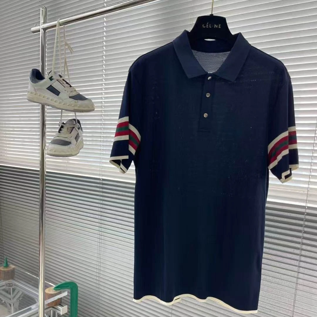 BC Italian Men's Summer Mesh Cotton Classic Badge Old Money Style Men's Lapel Knitted Short Sleeve POLO Shirt