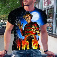 New Men's Graphic T-shirt 3D Printed Horror Freddy Krueger Jason Short Sleeve T Shirt Pullover Tees Tops Fashion Clothing
