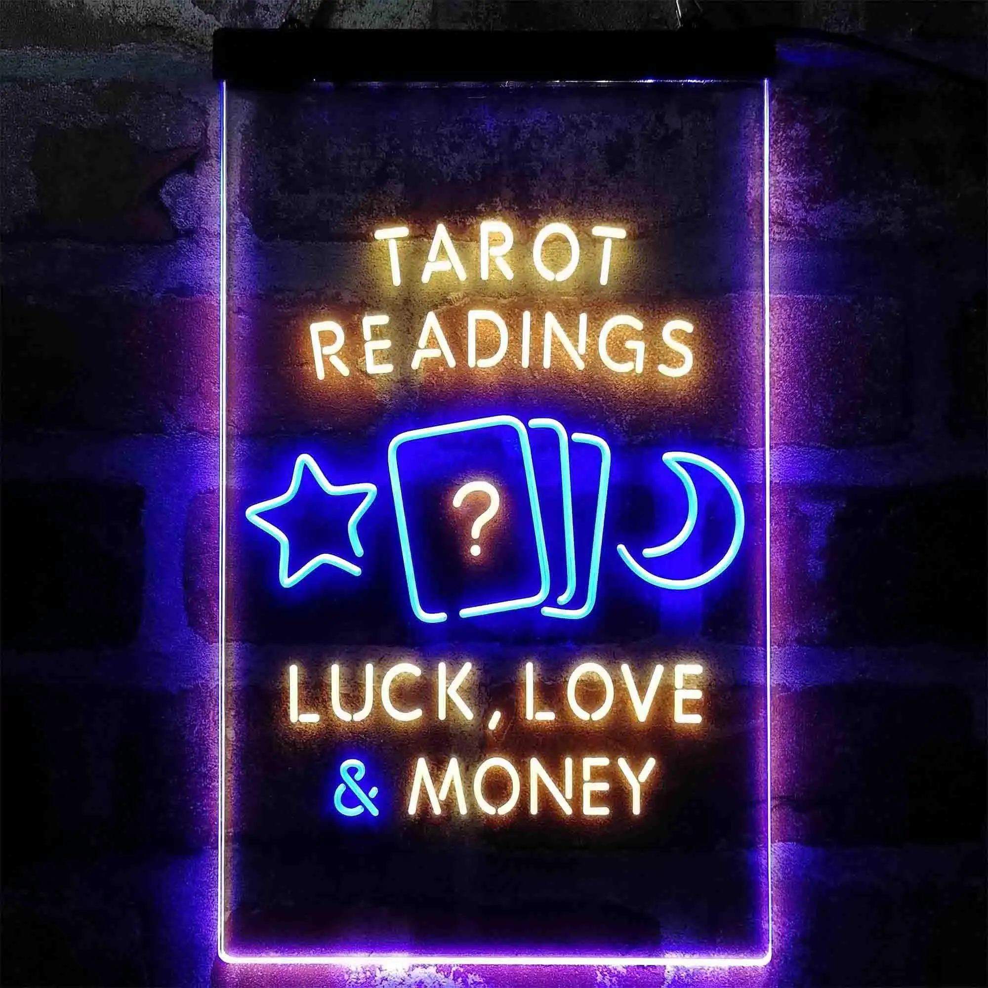 TAROT READINGS. LUCK LOVE & MONEY Dual Color Led Neon Sign st6-i4032
