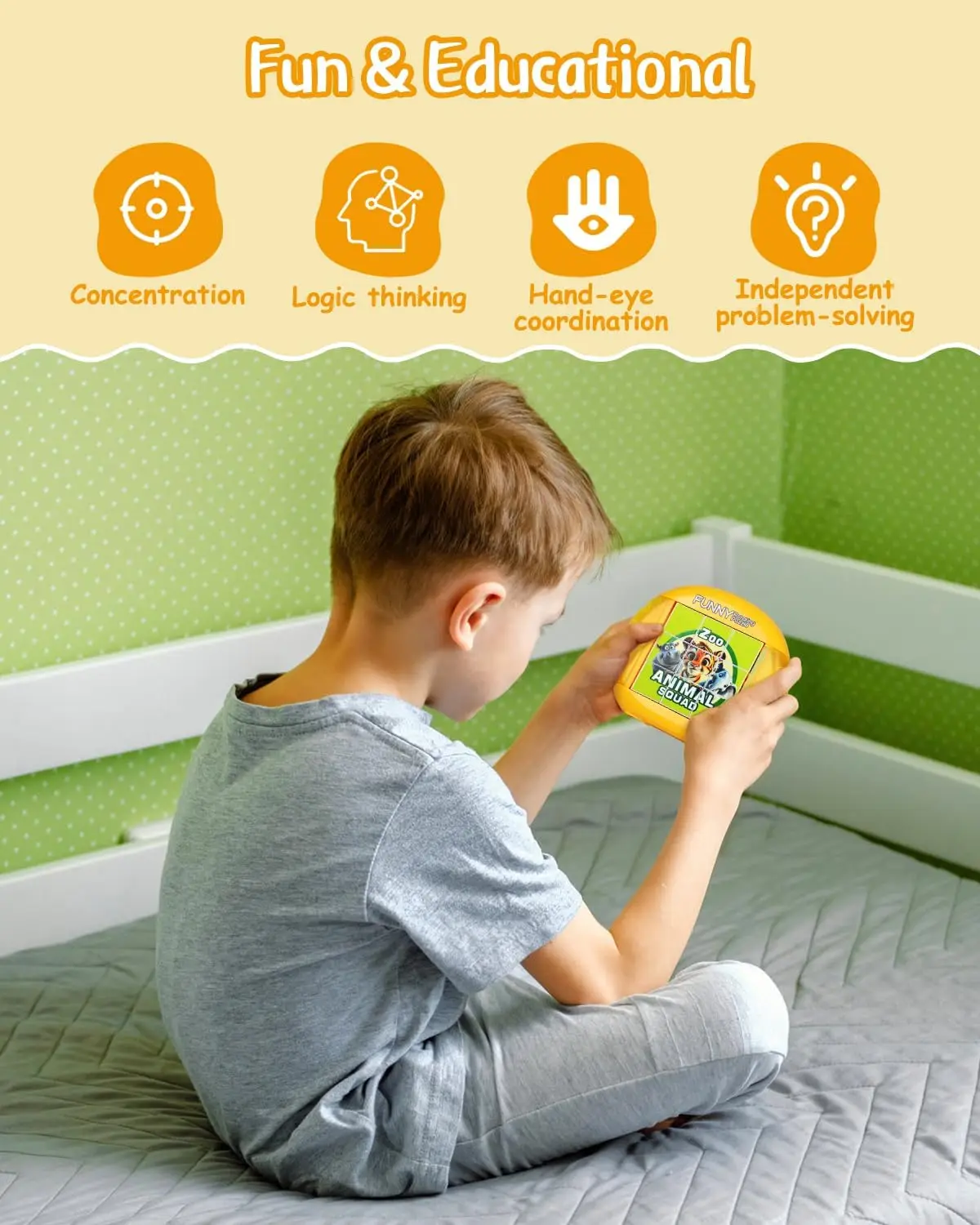 لعبة بازل ثلاثية الأبعاد دوارة للأطفال من سن 3-7 سنوات، لعبة محمولة 4 في 1 للسفر وتنمية المهارات الحركية الدقيقة