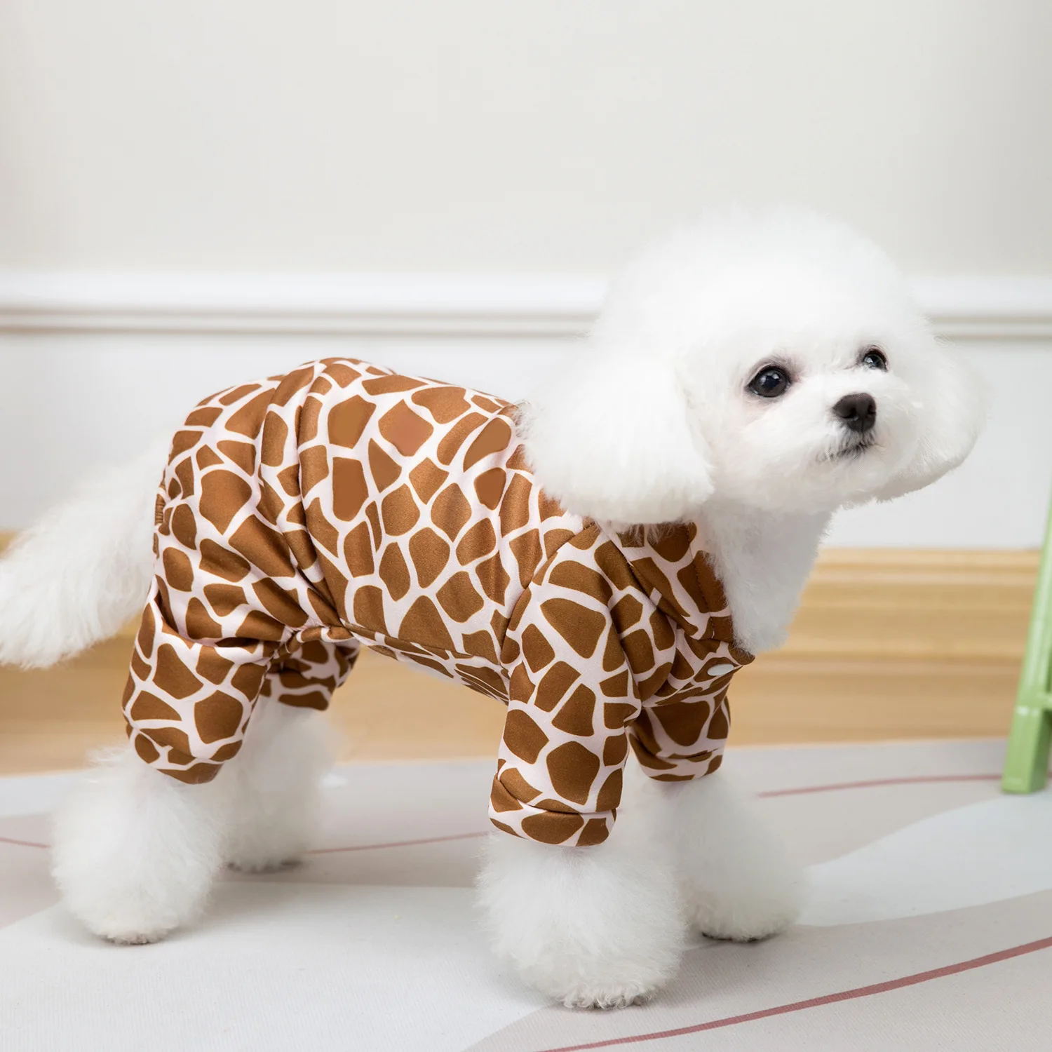 Leopard Print Pet Puppy Dog Four-legged With hooks Hoodie Clothes Small Dog spring and Winter Warm dog cat pet Clothes