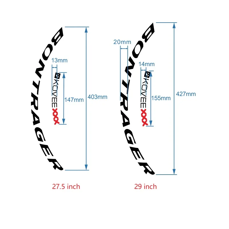 Adesivi per ruote per biciclette da strada MTB per Bontrager Kovee XXX Mountain Bike decorazione per ciclismo decalcomanie protezione solare