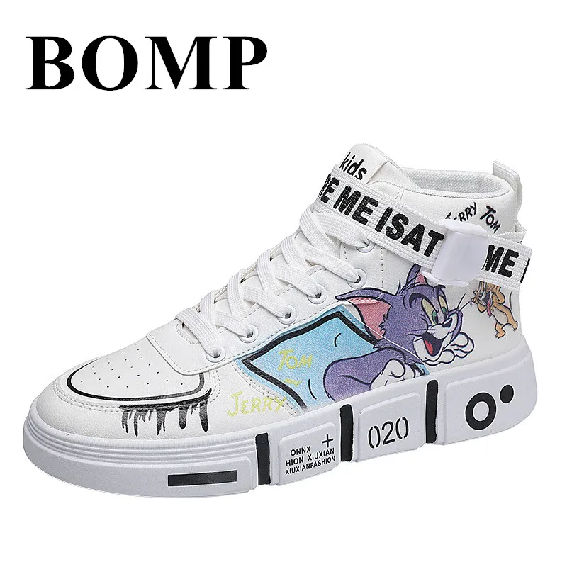 

Autumn Anime Sneakers Men Skateboarding Shoes Fashion Printing High-Top Shoes Men Comfortable White Men's Skateboard Sneakers