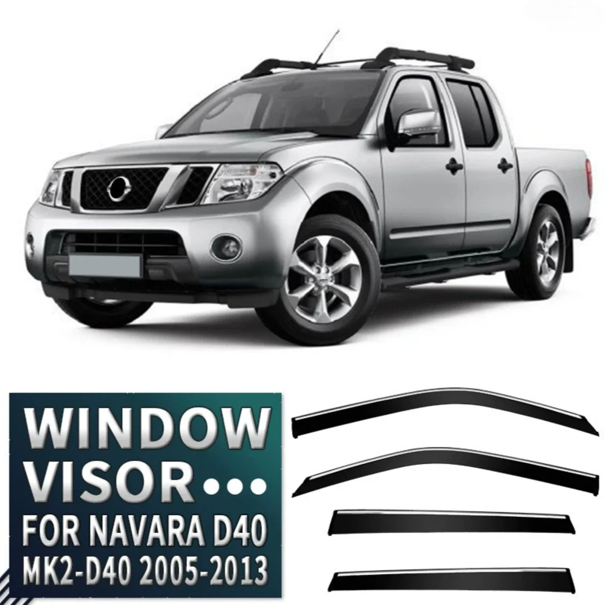 

Хромированные полоски, защита от дождя для NISSAN Navara MK2-D40 2005-2013, дверной козырек, вентиляционные шторы, оконный козырек, автомобильные аксессуары