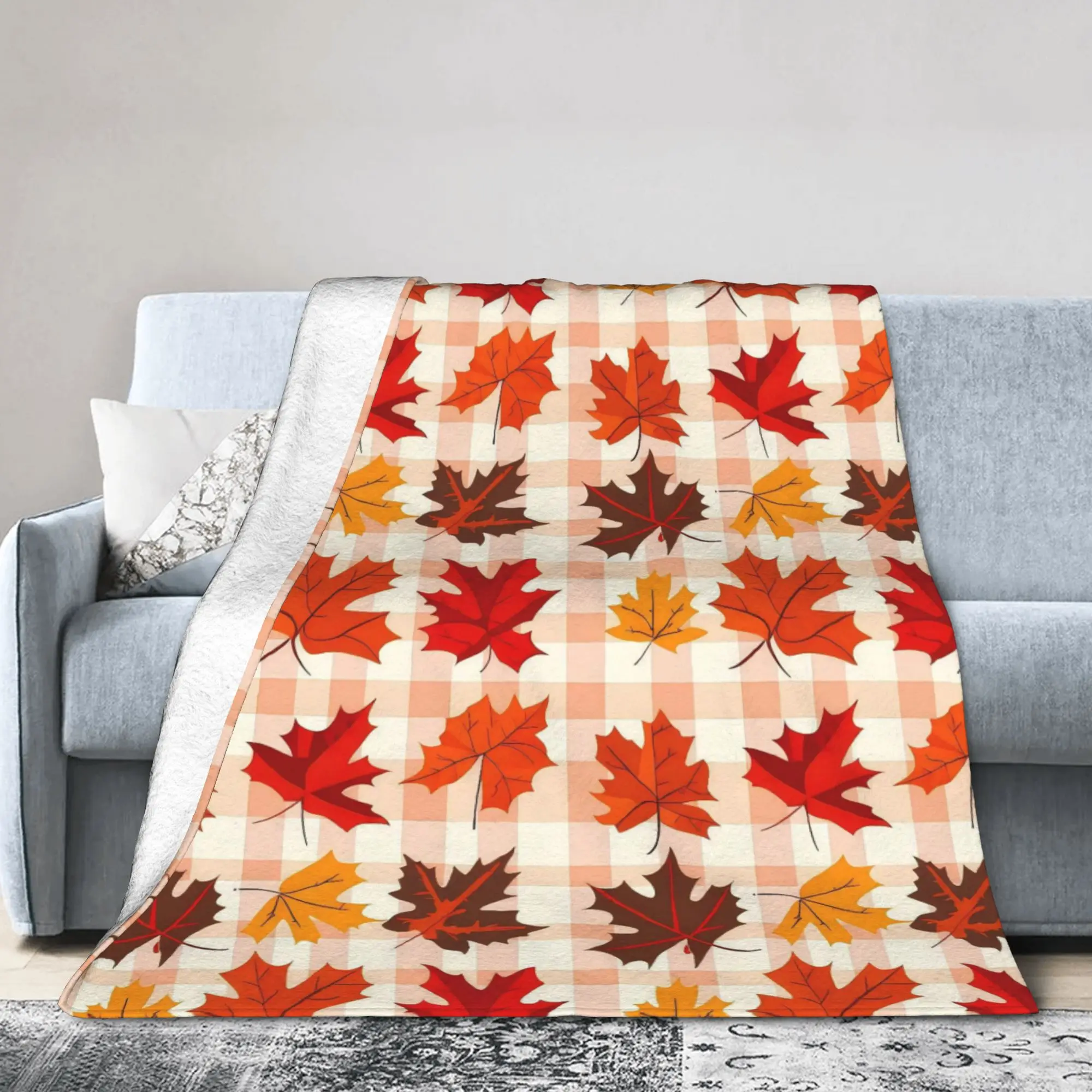 Maple Fallen Leaves Flannel Throw Blanket  Blankets for Sofa Outdoor Ultra-Soft Quilt