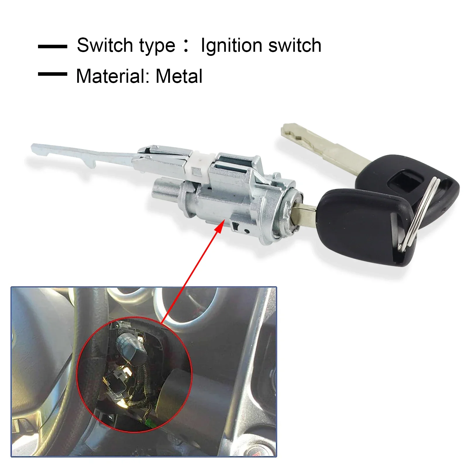 06351-TE0-A11 Ignition Switch Lock Cylinder w/2 Keys for Honda Accord Civic CR-V CR-Z Element Odyssey S2000 Acura MDX RDX TSX TL