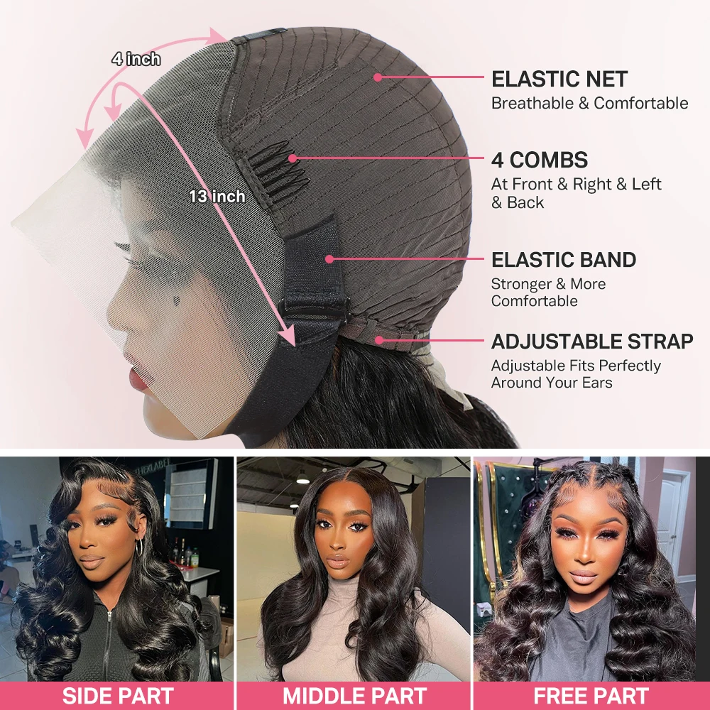 220 الكثافة الجسم موجة الدانتيل الجبهة الباروكات شعر الإنسان شفافة الدانتيل الباروكات الأمامية للنساء 13x6 13x4 خصلات الشعر المستعار الإنسان #6