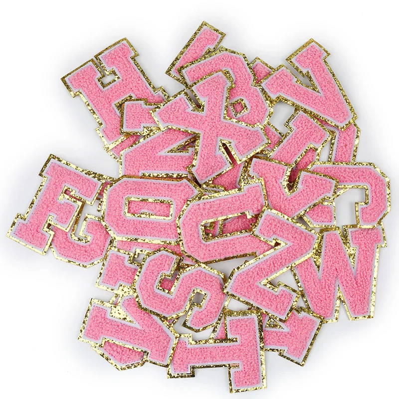 1pc Embroidery Fabric  Gold Edge A- Z Alphabet Patch Stickers For Handmade Skirt Jacket Clothing Accessories Sewing Supplies